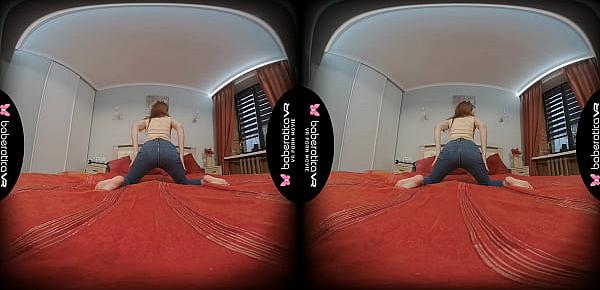  Solo model, Atisha is masturbating in her bed, in VR